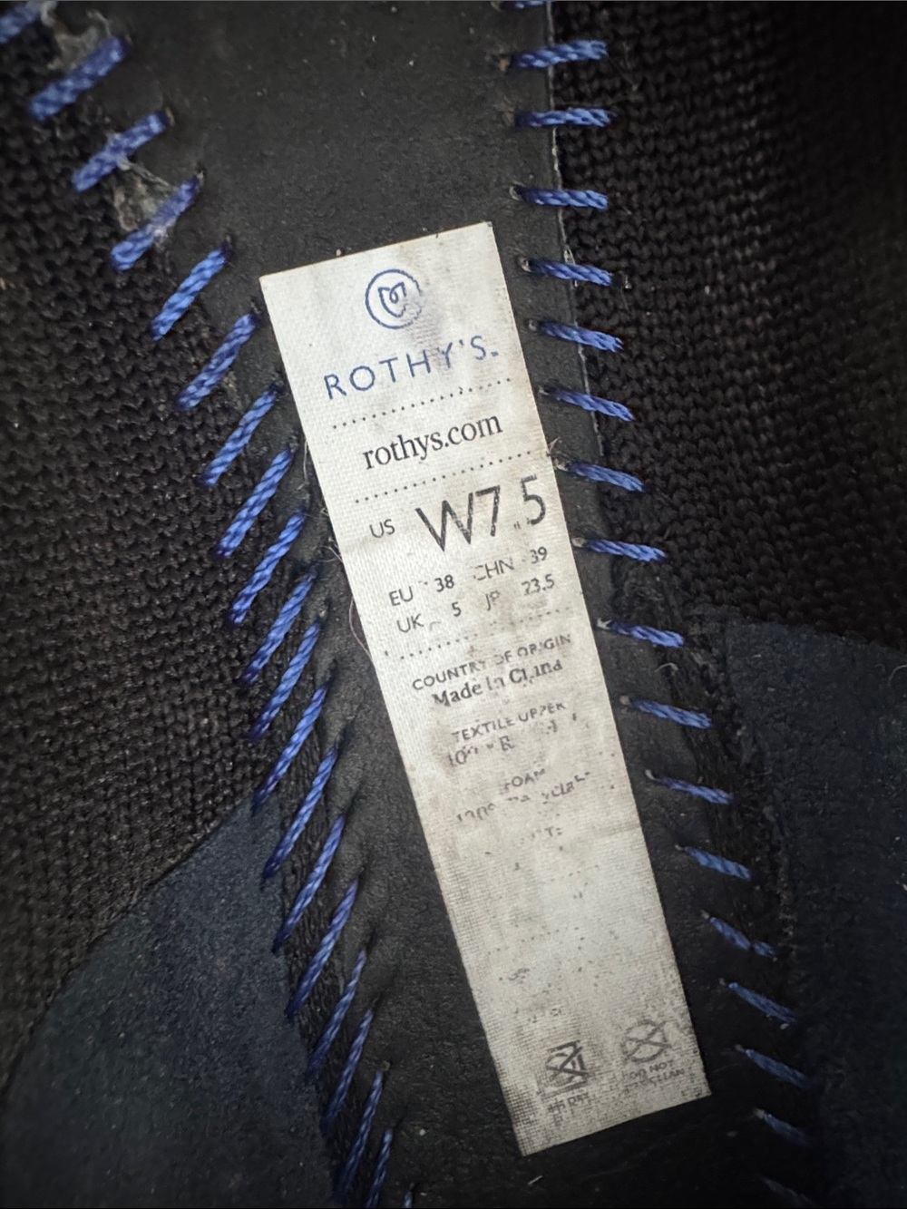 Rothy's Black Pointed Knit Flats with Blue Size 7.5W - Picture 5 of 9
